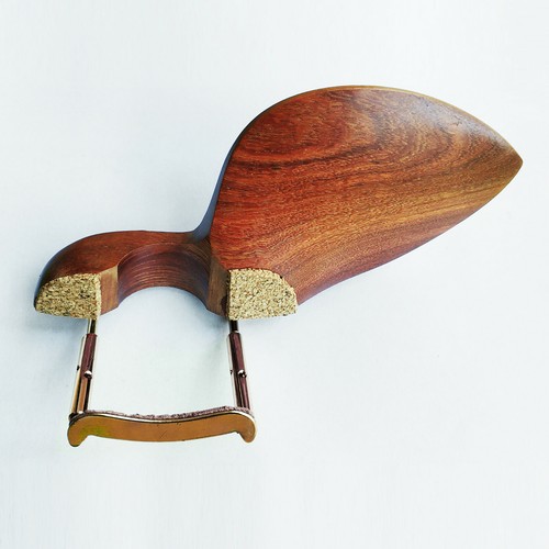 Strad Violin Chinrest Rose Wood 4/4 Size Screw Golden Clamp Wood Pad - Picture 2 of 3