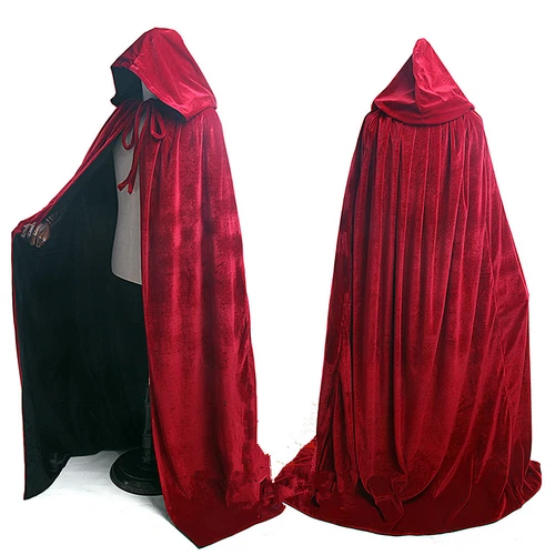 Cloak Velvet & Satin Cape Renaissance Hooded Clothing Medieval Costume - Picture 4 of 20