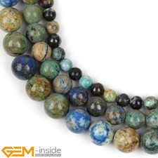 Green Chrysocolla Natural Gemstone Round Loose Beads For Jewellery Making 15" AU