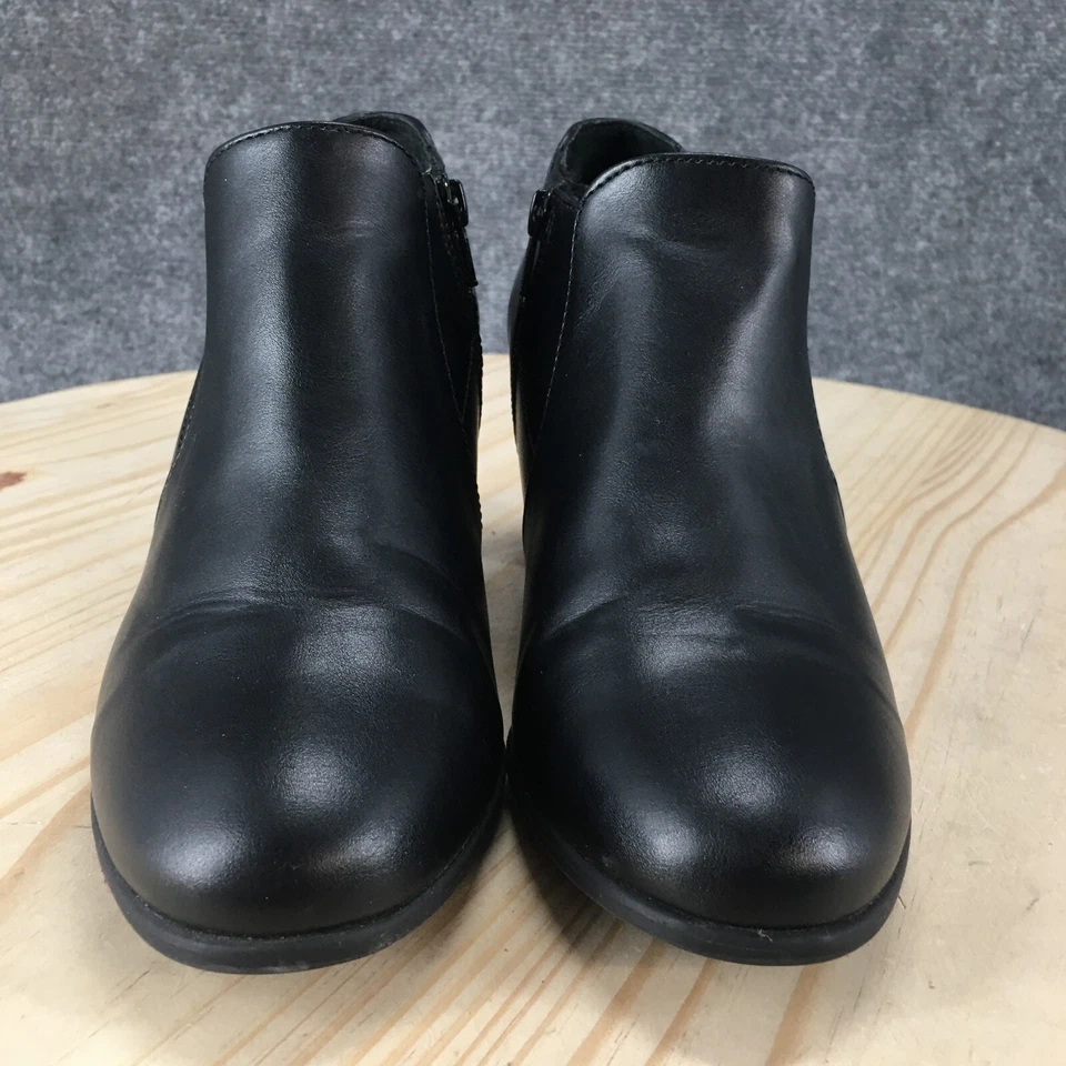 Croft & Barrow Botas Mujer 8.5M Ines Botines Negro Imitación Cuero Cremallera Tacones Foto 4 de 4