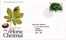 GB 1974 Horse Chestnut FDC Bureau cancel typed VGC