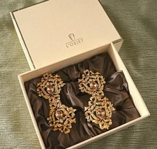 L'OBJET Napkin Ring Holder with Swarovski Crystals  Set of 4