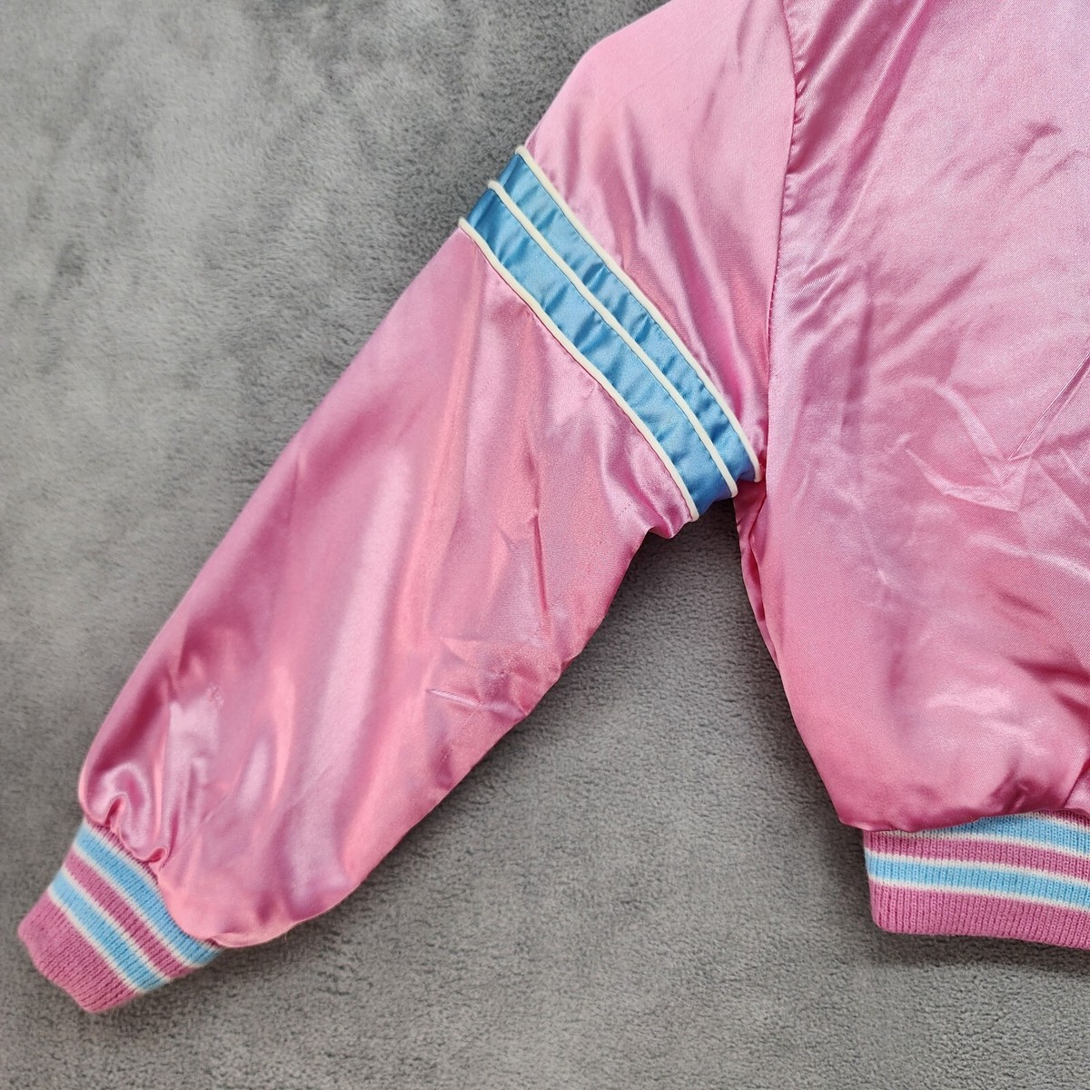 Vintage Jacket Girls Youth SZ 6 1980's Satin Pink Ladies