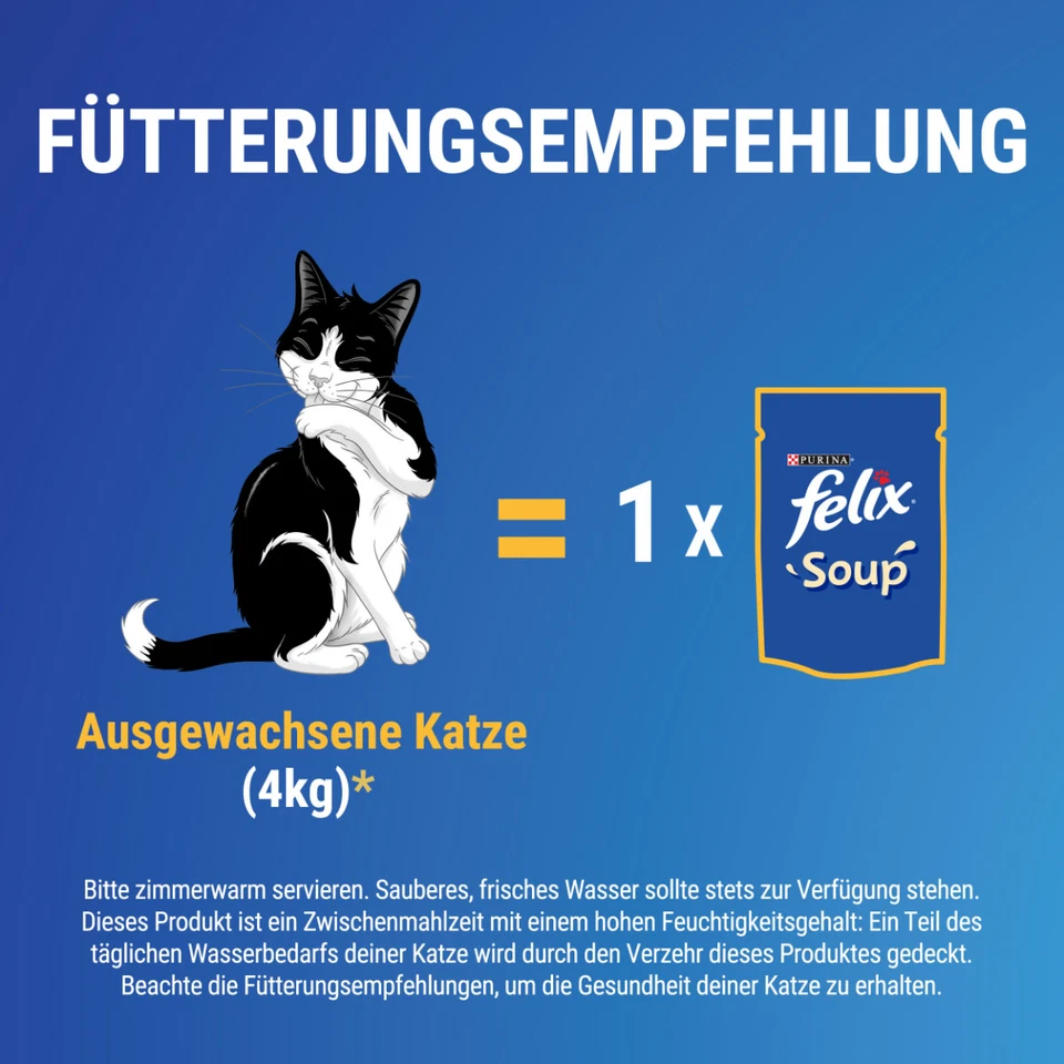 Purina FELIX Soup ORIGINAL Katzenfutter Nass Fleisch & Fisch Suppen-Mix 48x48g - Bild 4 von 4