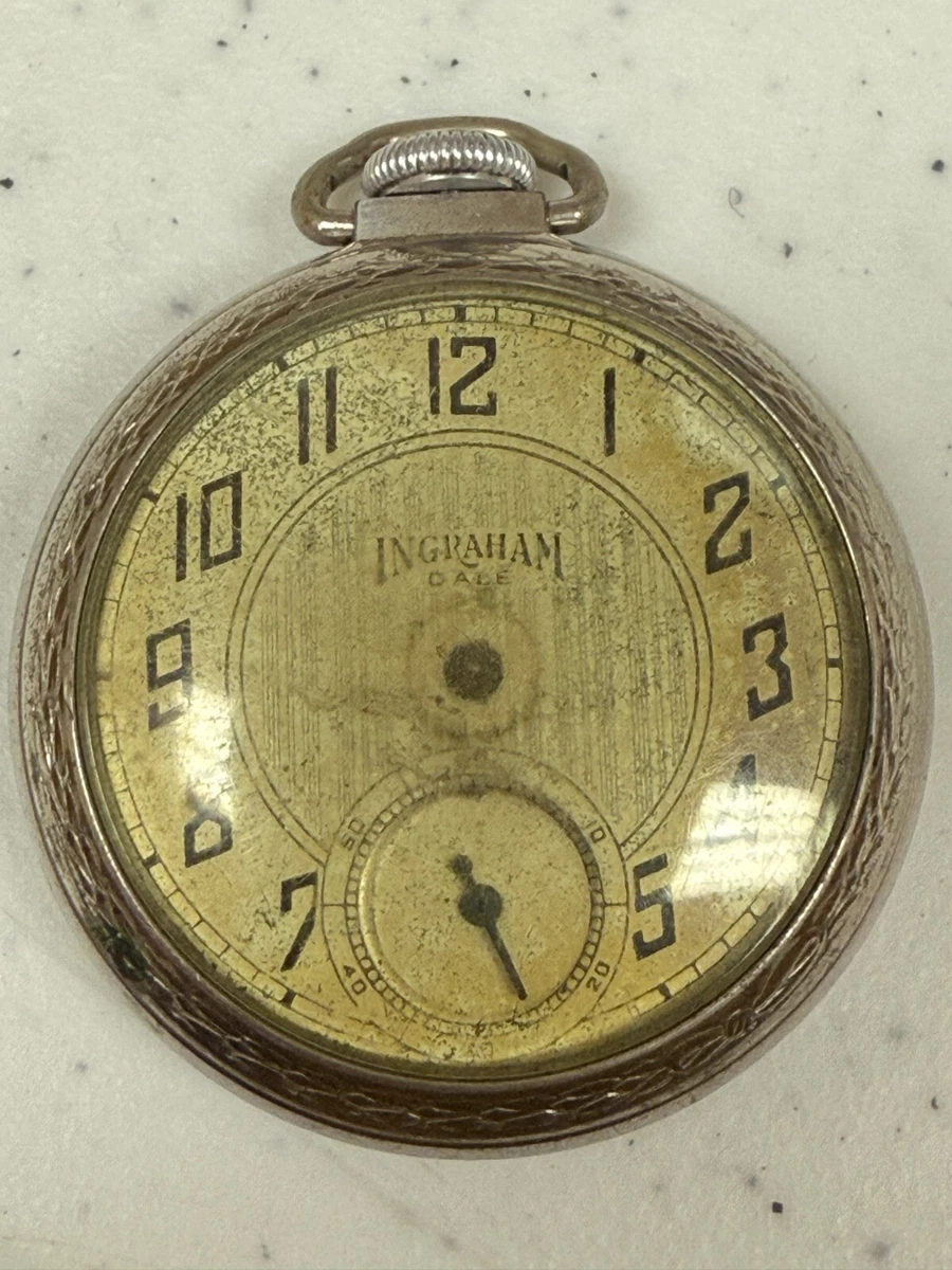 Ingraham Chrome Case Open Face Pocket Watch Pocket Watches with