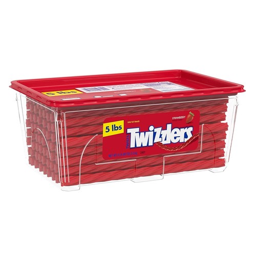 Twizzlers Twists Strawberry Flavored Licorice Style Low Fat Candy, Tub 5 lb