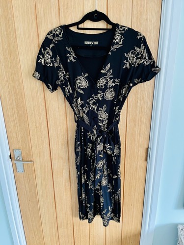 BIBA Black \u0026 Gold Floral Dress | eBay