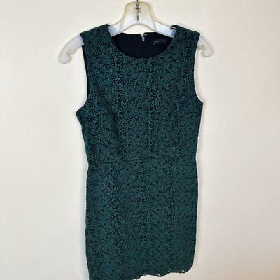 Ann Taylor Womens Sleeveless Lace Overlay Dress Size Emerald Green Black 