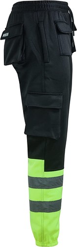 MS9 Mens Hi Viz Vis High Visibility Fleece Cargo Work Trousers Joggers - Picture 15 of 16