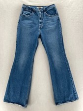 Levi's Premium 70s High Rise Flare Jeans Women's 30 Blue Denim Distressed Big E