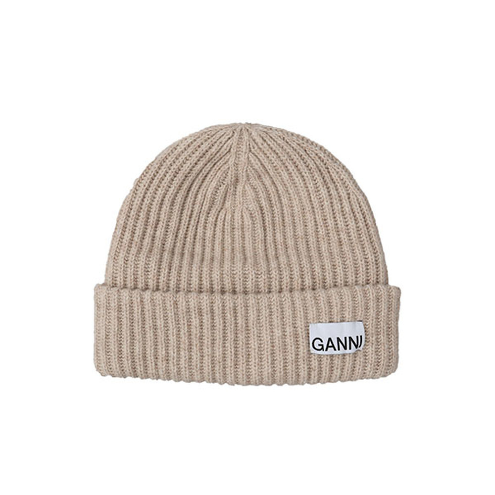 GANNI Hat STRUCTURED RIB BEANIE A4429 BRAZILIAN SAND 196 | eBay