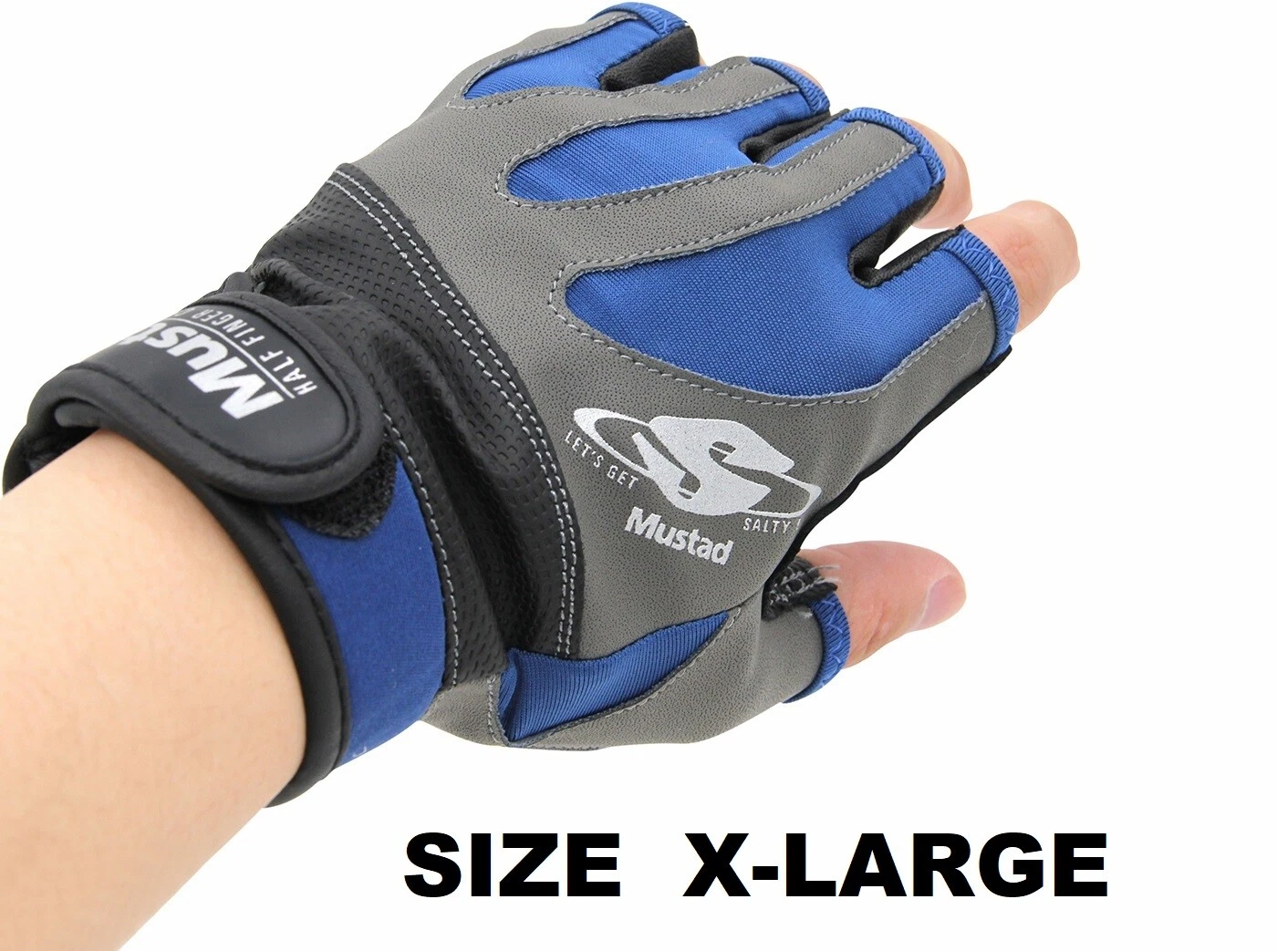 Mustad Half Finger Casting Gloves Cool Quick Dry Fingerless Fishing Gloves XL