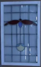 PRETTY ABSTRACT OLD ENGLISH LEADED STAINED GLASS WINDOW TRANSOM 21" X 34"