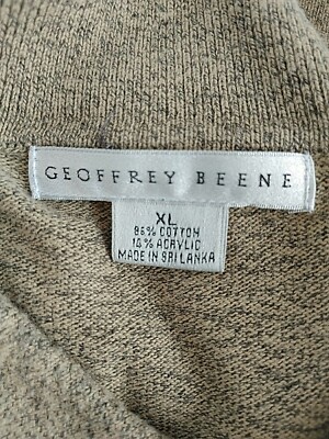 Geoffrey Beene Mens Pullover Sweater 3 Button Lg Slv Beige/Gray