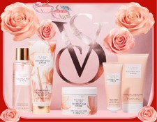 5 PC COCONUT  ROSE Wash Scrub Mist Lotion Cream THE CALM SET Victorias Secret