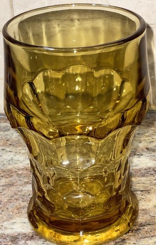 Vintage Anchor Hocking Gläser Georgian Bernstein Gold Waben Becher 5" Set - Bild 3 von 7