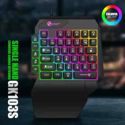 Einhand LED Licht USB Gaming Tastatur - Mechanischer Tastendruck