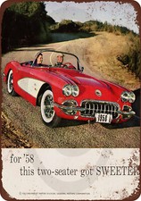 1958 Corvette 2 Seater Vintage Look Reproduction Metal Sign 8 X 12 1958 Corvette 2 Seater Vintage Look Reproduction Metal Sign 8 X 12