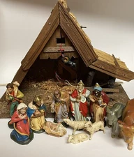 Handmade Nativity Set Manger Scene with Jesus, Mary, Joseph, Wise Men, & more