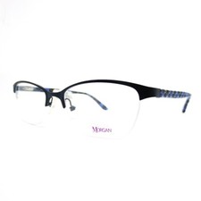 Chelsea Morgan CM6003 BL Eyeglasses Frames Round blue half Rim 51-17-135