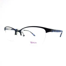 Chelsea Morgan CM6003 BL Eyeglasses Frames Round blue half Rim 51-17-135