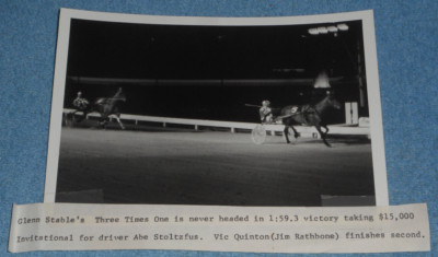1981 Harness Racing Press Photo Horse ''Three Times One'' Abe Stoltzfus Brandywine