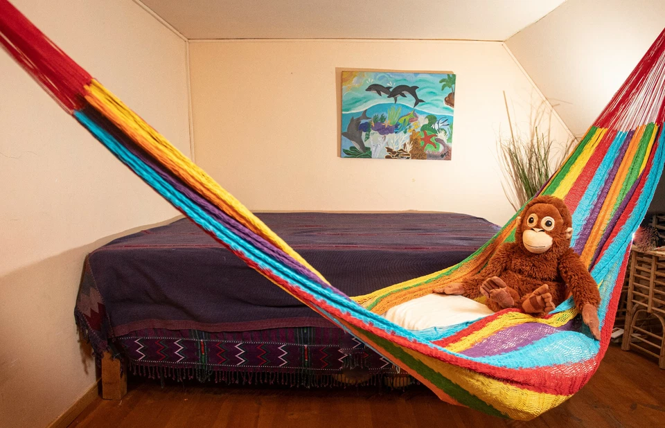 Mexi 5 Hängematte bunt, riesig, belastbar, Handarbeit, Fairtrade Mexiko - Bild 3 von 4