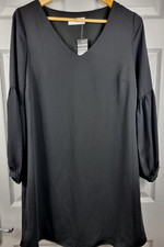 Wallis Black Fully  Lined Dress 3/4 Sleeves Size 14 Brand New With Tags