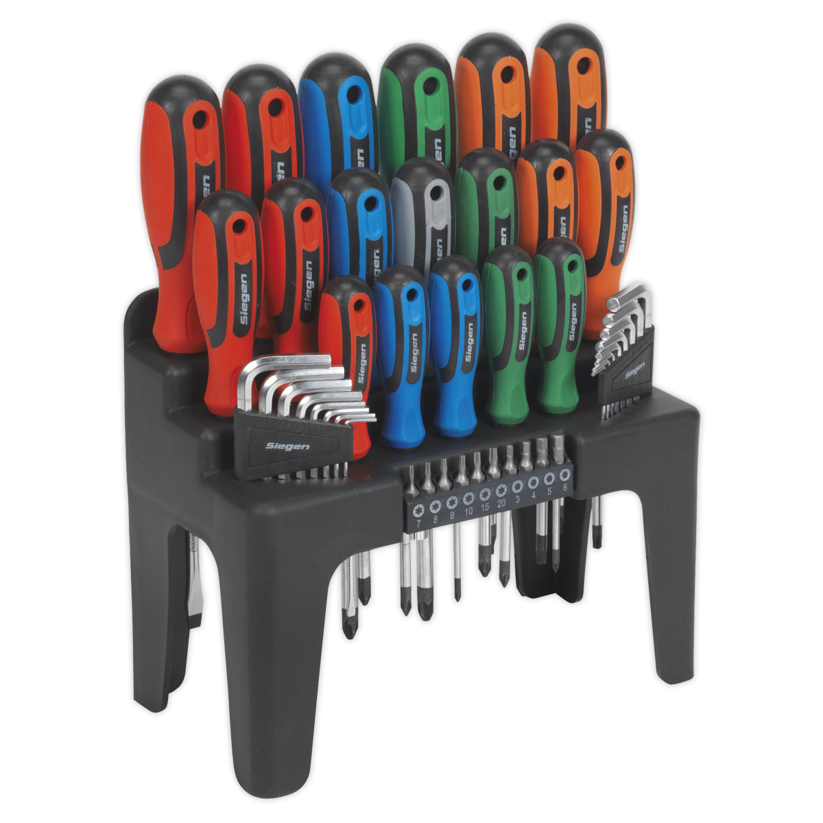 Sealey S01090 44pc Screwdriver, Hex Key & Bit Set Contoured Soft Grip Handles - Image 6