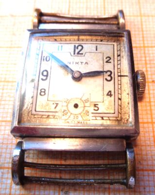 Ältere Handaufzug Armbanduhr Nikta Werk AS 1002 defekt Unruhe OK GB14