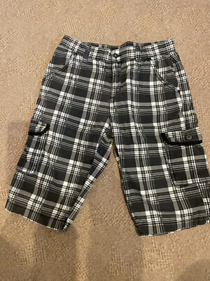 kurze Cargohose Shorts Bermuda Jungen 170 Arizona Schwarz-Weiß Kariert