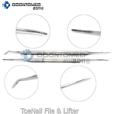 2 Pc Rust Free Dual Sided Nail File & Ingrown Toe Nail Lifter Podiatrist Tools