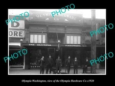 OLD POSTCARD SIZE PHOTO OF OLYMPIA WASHINGTON THE HARDWARE Co STORE c1920