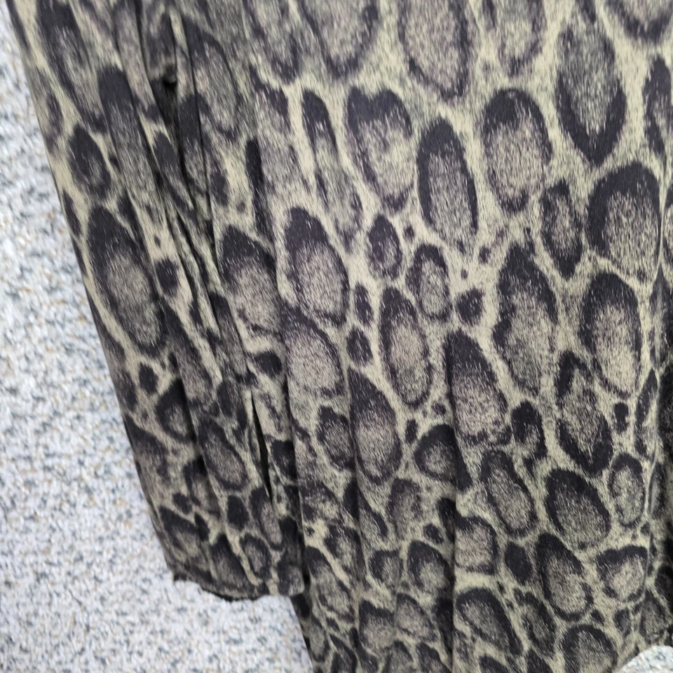 Michael Kors Top Womens Medium Green Animal Print Keyhole Neck Semi Sheer Tee - Image 3 of 4