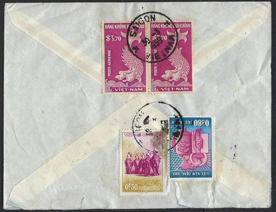 VIETNAM 1958 EE. UU. SAIGÓN FECHA 30 5 058 CORREO AÉREO CON CANCELACIONES ESPECIALES NGAY PHAT Foto 2 de 2