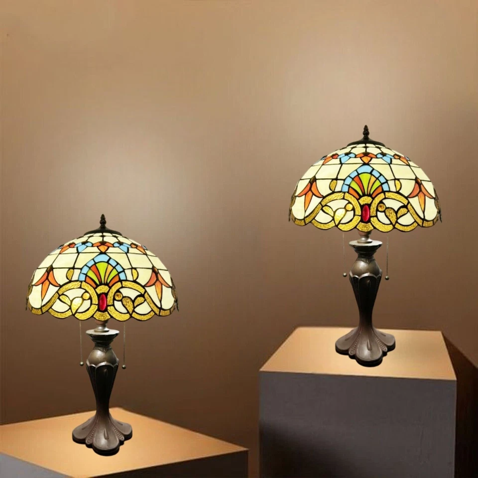 Lámpara de mesa Tiffany estilo barroco mediterráneo con forma de cúpula de 24" de alto Foto 3 de 4