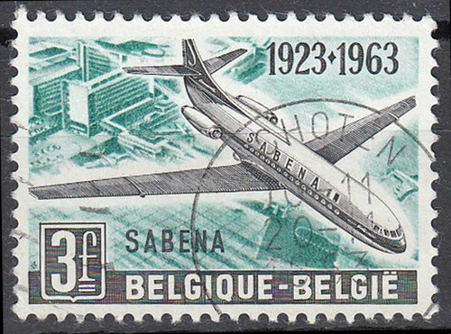 Belgien gestempelt perfekt Rundstempel Flugzeug Sabena Fluggesellschaft / 360