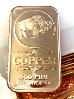 Copper Bars Buffalo (Bison) 20 pack X 1 ounce ea. (1.25 pounds).REEDERSONG
