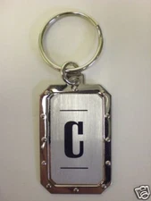 HEAVY DUTY SILVER/CHROME/BLACK INITIAL "C" KEYCHAIN
