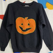 Vintage 80s Halloween Jackolantern Sweatshirt Large Crewneck Sweater Grandma USA
