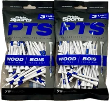 Pride Professional PTS White Golf Tees 3 1/4" 75ct (2 bags) (150 Total)