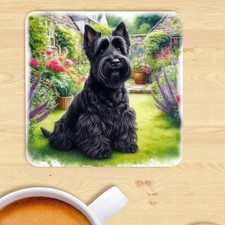 Scottish Terrier Dog Coaster, Watercolour Print,  Gift, Present