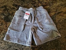 NWT Nike Boys Large Grey Standard Fit Waist Tie 80 Cotton Shorts