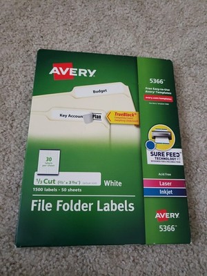 Avery 5366 File Folder Labels 49 Sheets 1470 Labels (2/3'' x 3 7/16'') Open Box