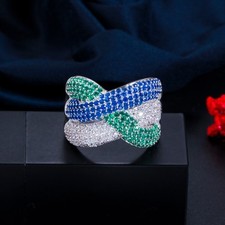 2.5Ct Round Lab-Created Blue Sapphire Cluster Wedding Ring 14K White Gold Plated