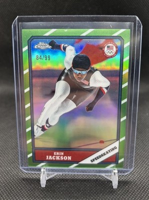 2026 Topps Chrome US Olympics Erin Jackson '86 Topps Green Refractor #84/99 E298