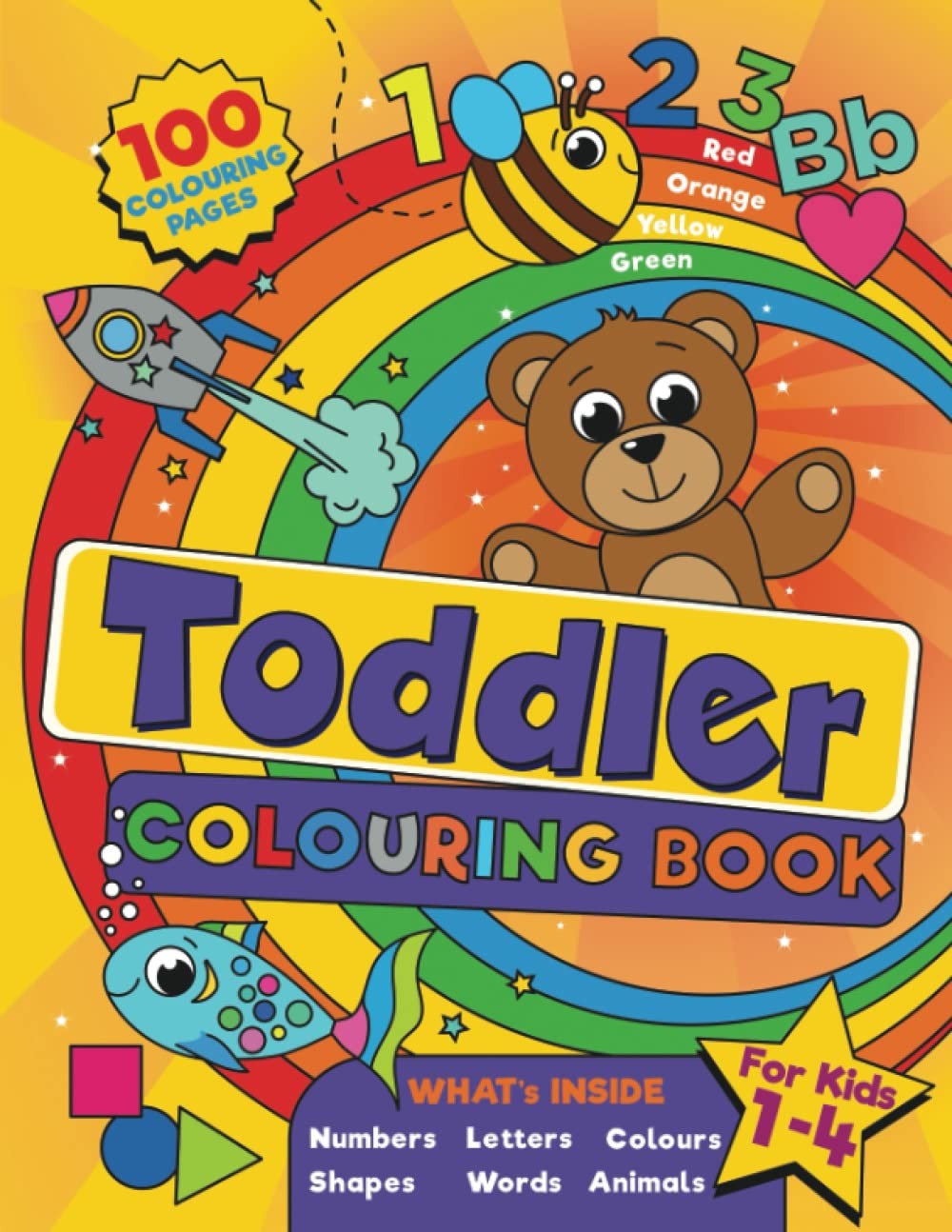 Toddler Colouring Book For kids ages 14, 100 fun pages of letters, numbers, a...