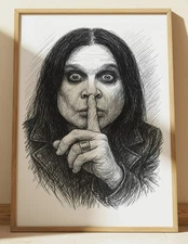 OZZY OSBOURNE DRAWING PRINT PORTRAIT SKETCH 8" x 10"  BLACK SABBATH WALL ART