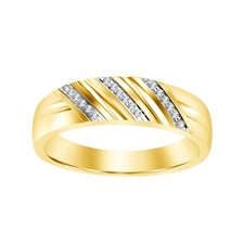 10K Yellow Gold 1/50 ct Natural Round Diamond Accents Men's Wedding Band