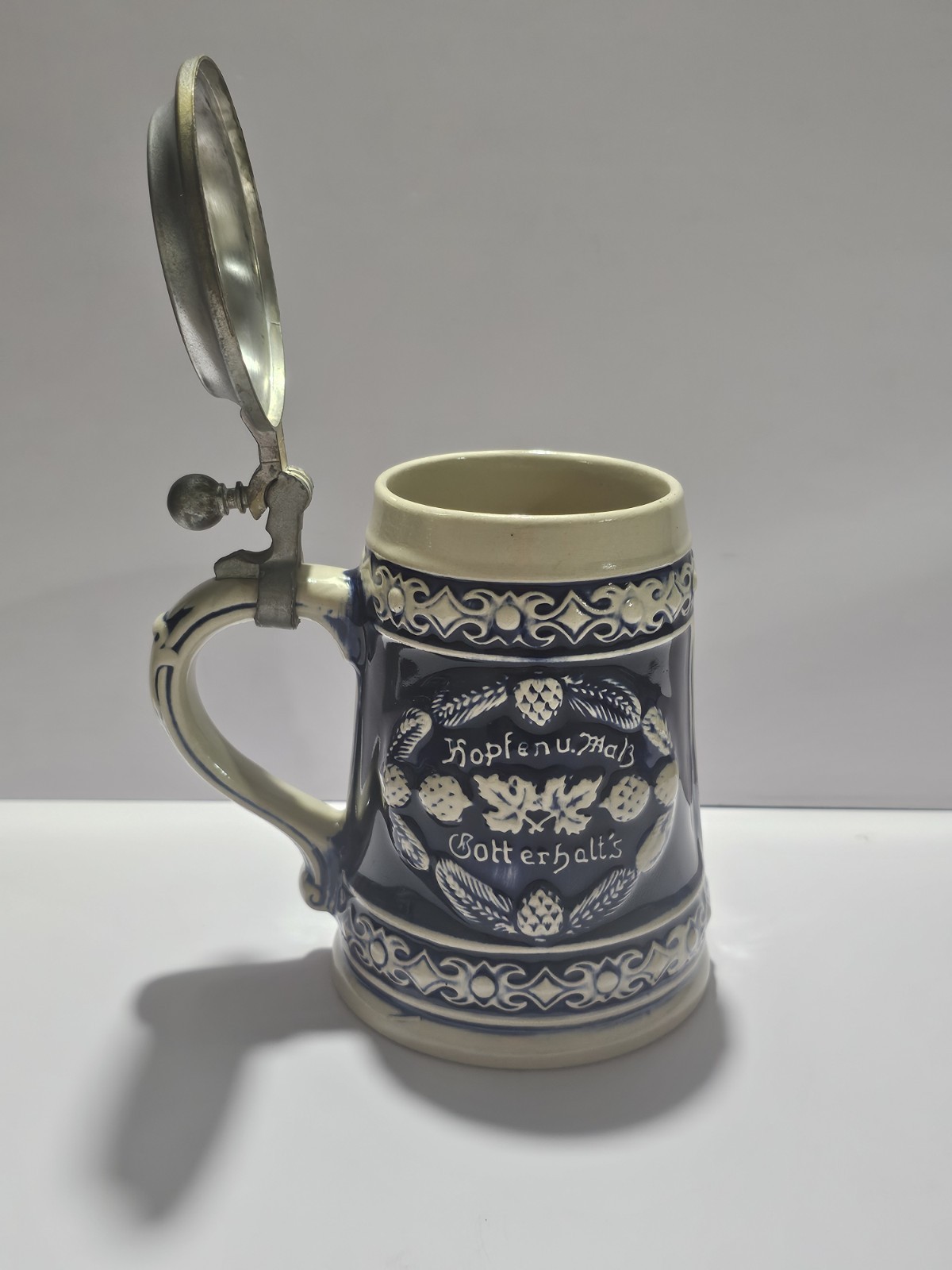 Vintage Gerz Beer Stein Brewing Lions Cobalt Blue Bier Mug West Germany